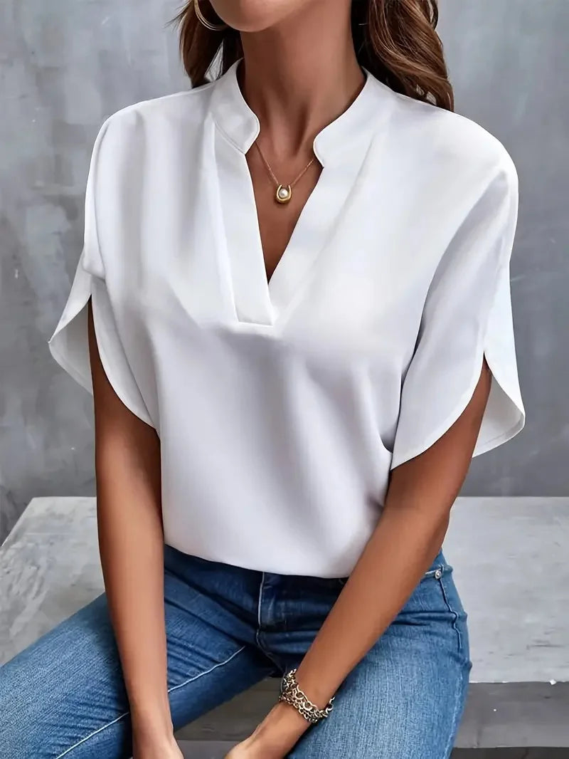 Annemie | Stilfuld V-Hals Flydende Bluse - Freya Kobenhavn