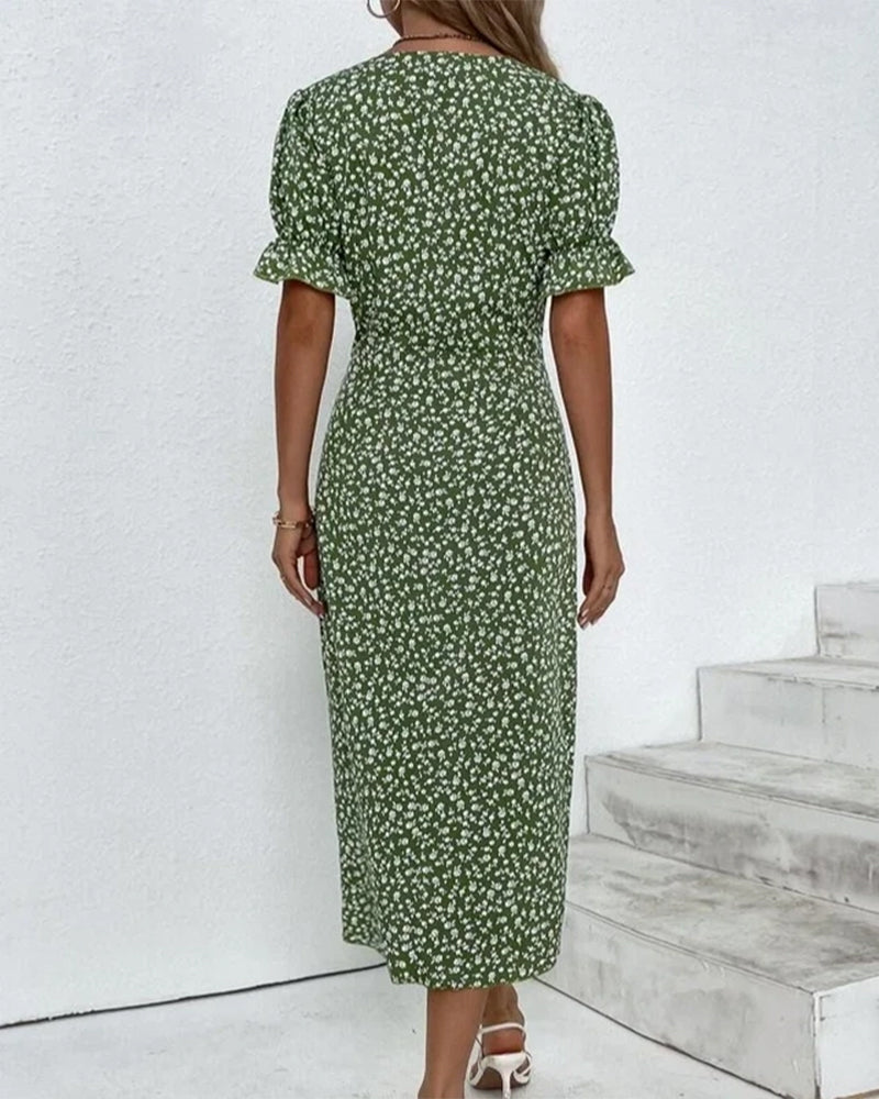 Rosa | Stilfuld Blomsterprintet V-hals Wrap Kjole - Freya Kobenhavn