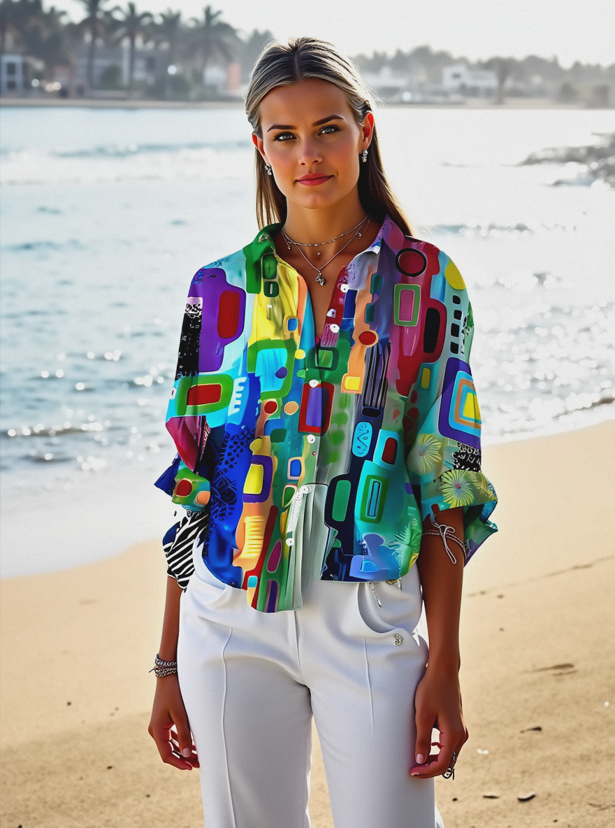 Rose | Kvinders Casual Bluse med Abstrakt Mønster - Freya Kobenhavn