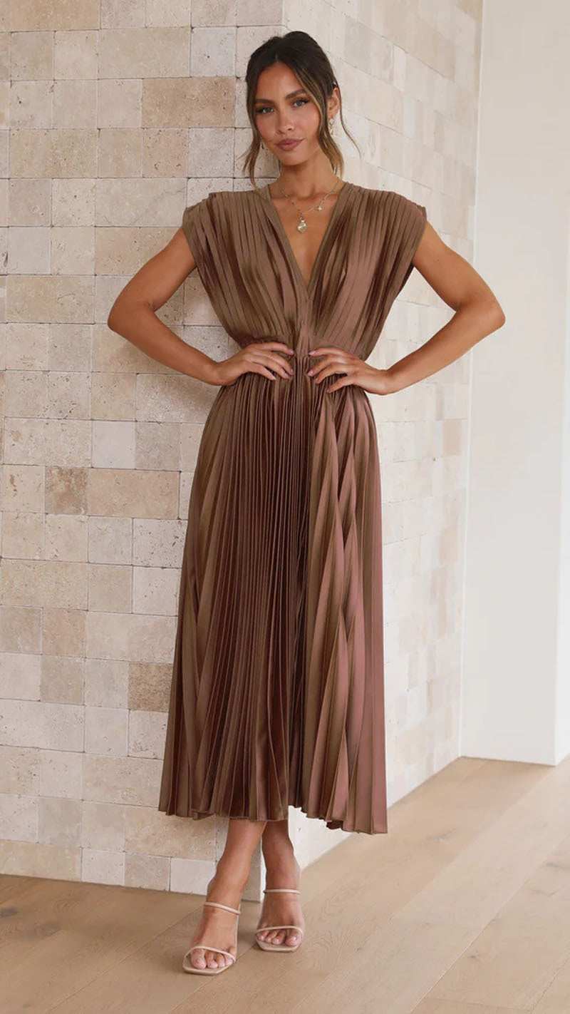 Lilian | Elegant Plisseret Lang Kjole - Freya Kobenhavn