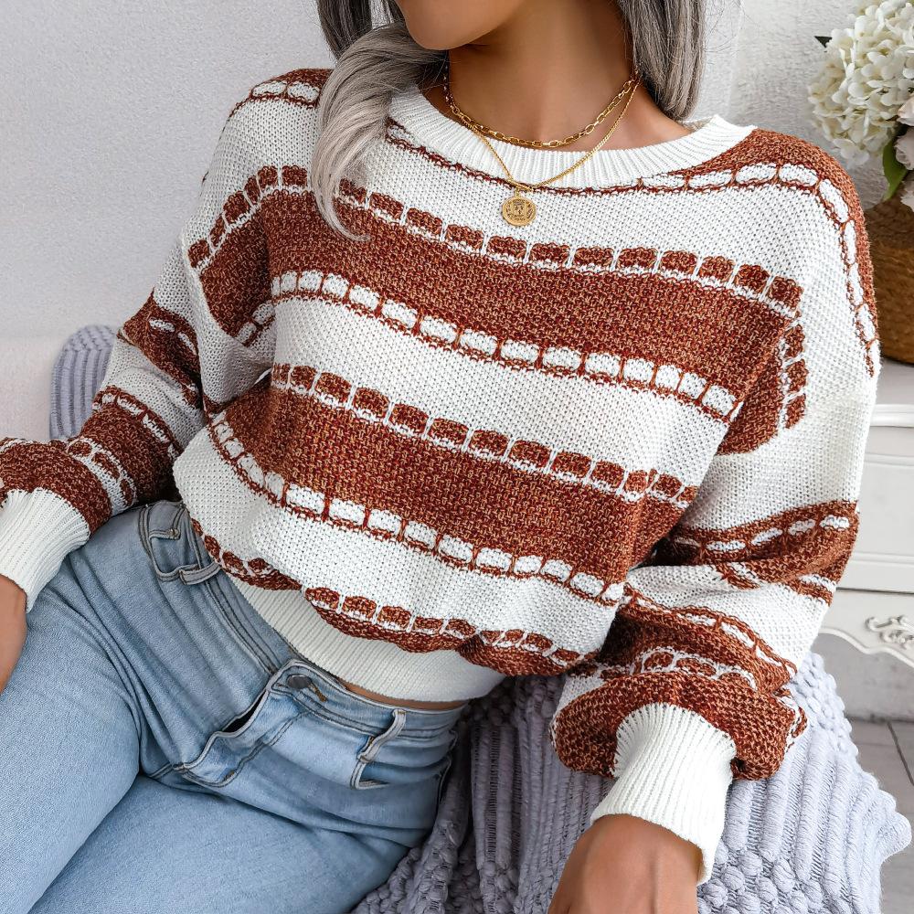 Nanna | Vinter Dame Stribet Sweater med Ribmanchetter - Freya Kobenhavn