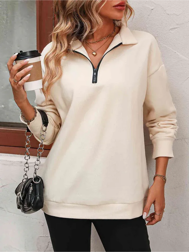 Sofie™ | Sweatshirt med lynlås og hængende skulder til kvinder - Freya Kobenhavn