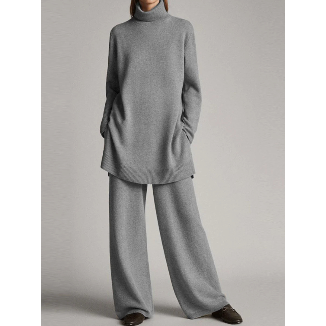 Kamma | Dame Rullekrave Sweater Og Bred-Ben Bukser Sæt - Freya Kobenhavn