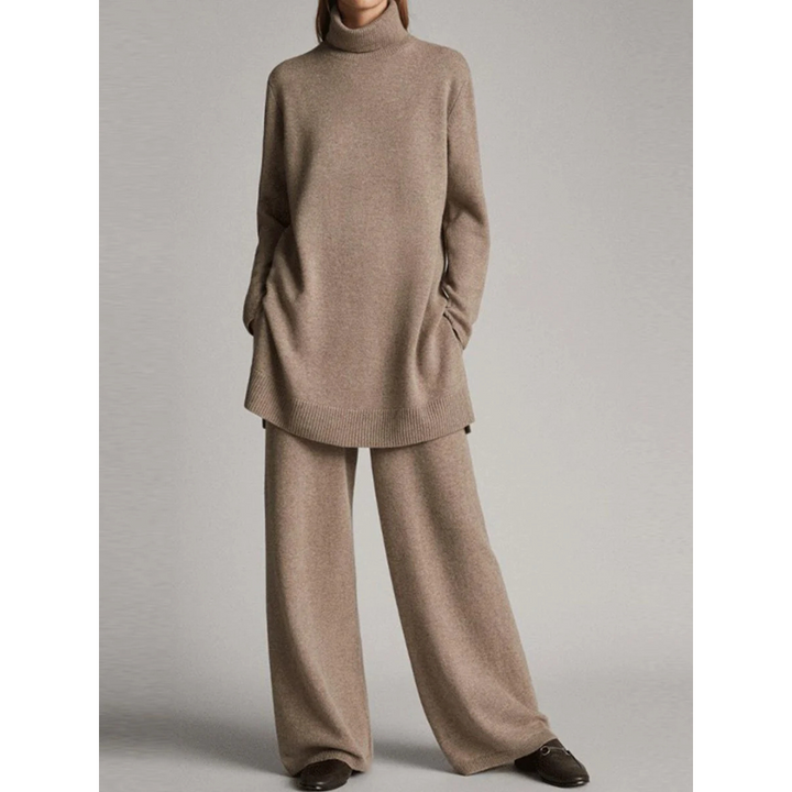 Kamma | Dame Rullekrave Sweater Og Bred-Ben Bukser Sæt - Freya Kobenhavn