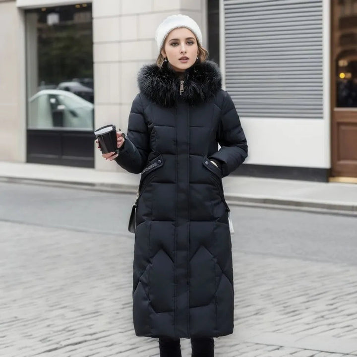 Margit | Dame Vinter Quilted Frakke med Hættekant - Freya Kobenhavn