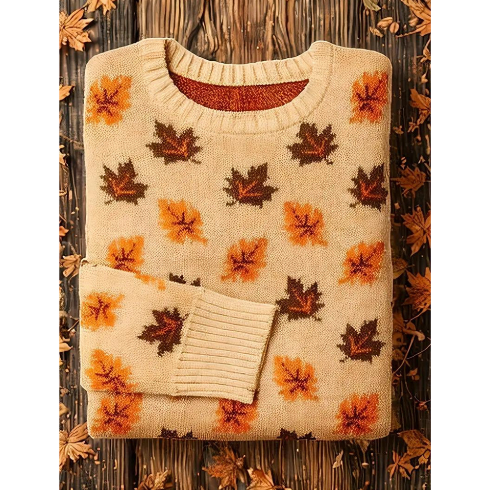 Ingrid | Dame Vinter Sweater med Bladprint - Freya Kobenhavn
