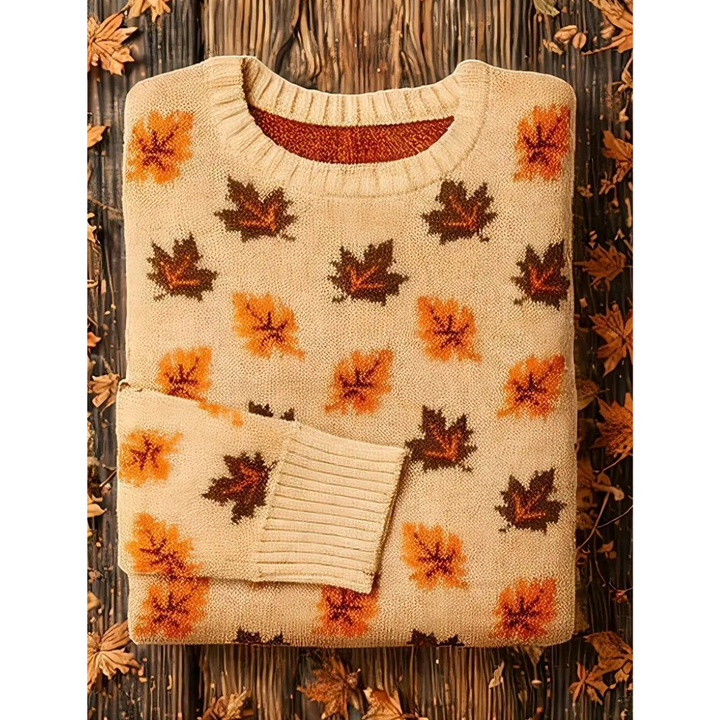 Ingrid | Dame Vinter Sweater med Bladprint - Freya Kobenhavn