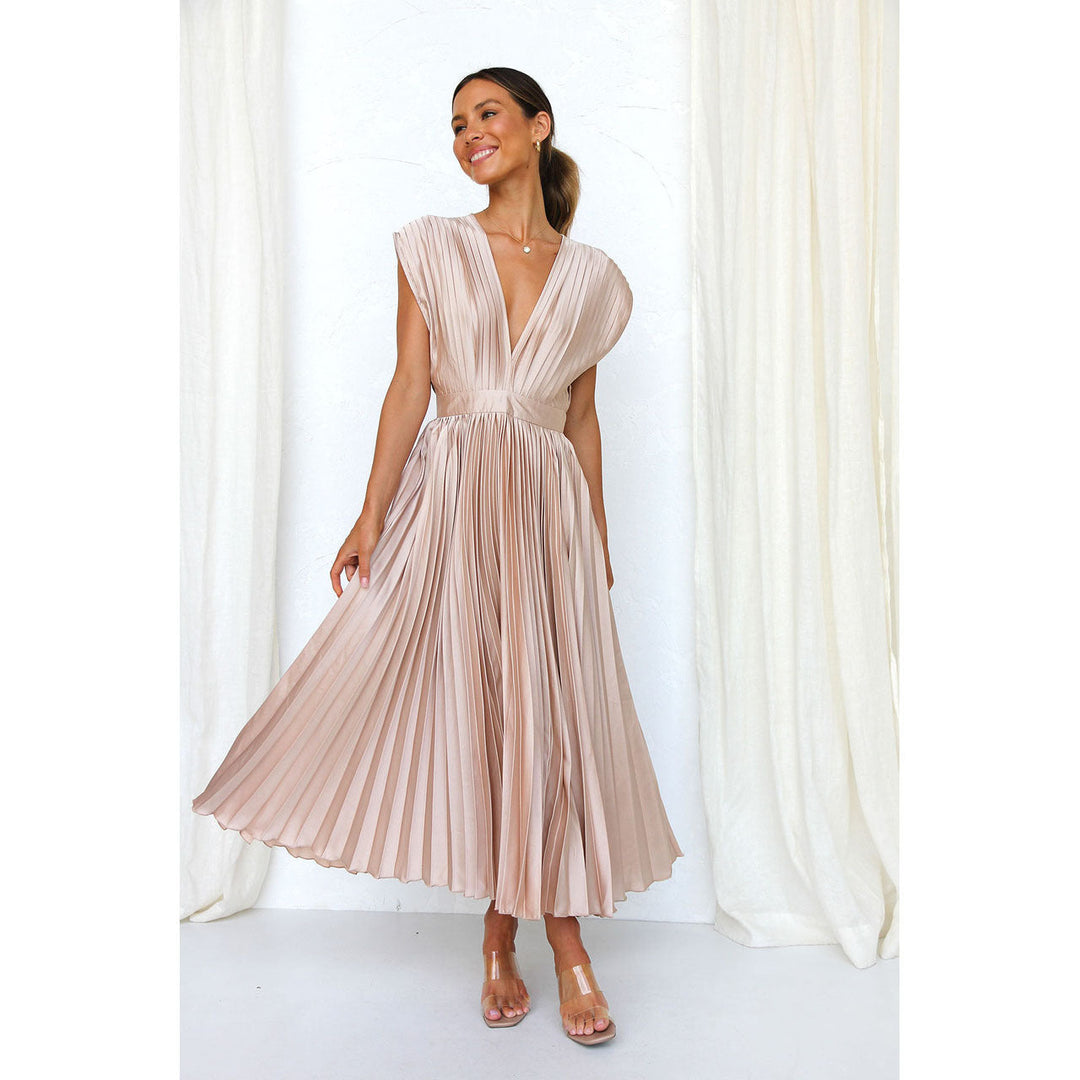 Lilian | Elegant Plisseret Lang Kjole - Freya Kobenhavn