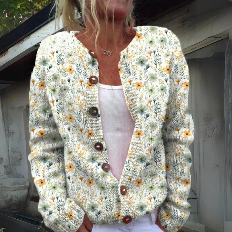 Kenza™ | Stilfuld Blomstret Cardigan med Knapper - Freya Kobenhavn