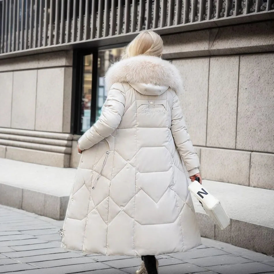 Margit | Dame Vinter Quilted Frakke med Hættekant - Freya Kobenhavn