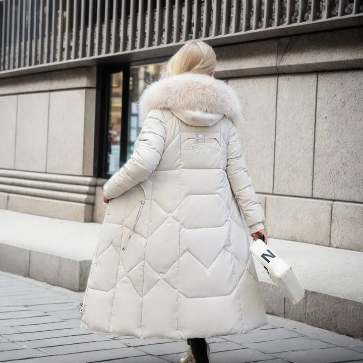 Margit | Dame Vinter Quilted Frakke med Hættekant - Freya Kobenhavn
