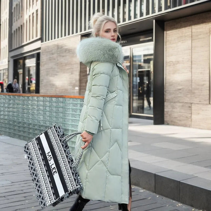 Margit | Dame Vinter Quilted Frakke med Hættekant - Freya Kobenhavn