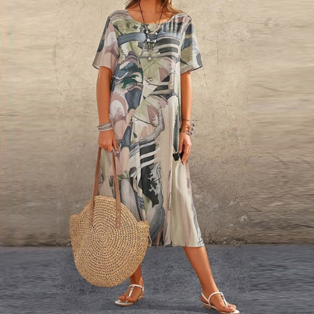 Kaja | Stilfuld Casual Midikjole - Freya Kobenhavn