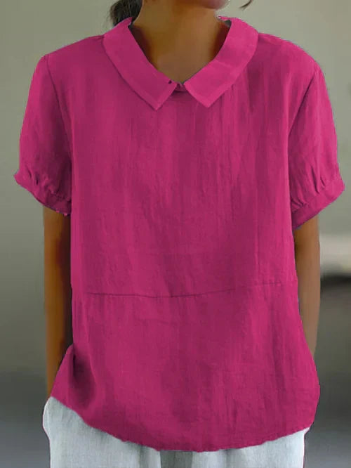 Amalie™ | Casual Bluse med Krave og Pufærmer - Freya Kobenhavn