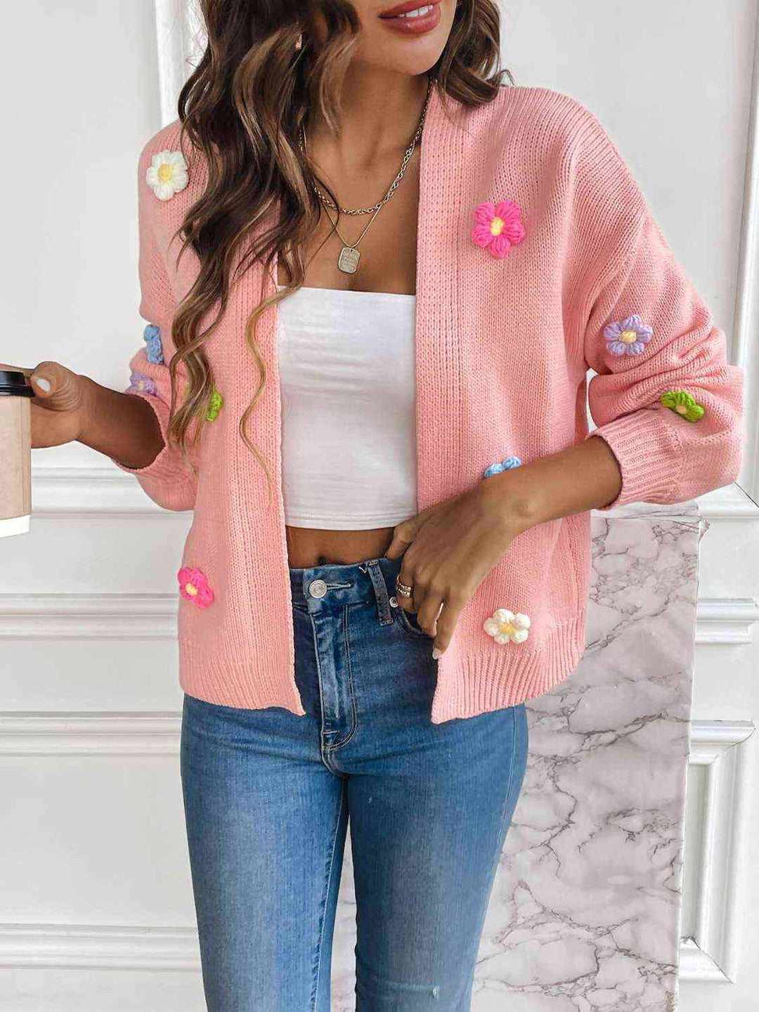 Inger | Dame Vinter Cardigan med Blomsterbroderi - Freya Kobenhavn