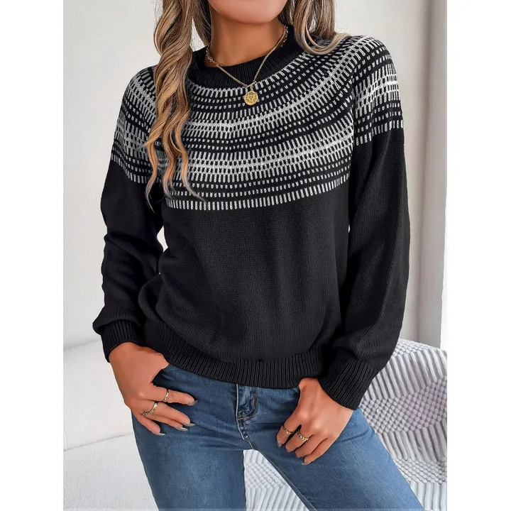 Laila | Dame Vinter Sweater med Mønstret Halsudskæring - Freya Kobenhavn