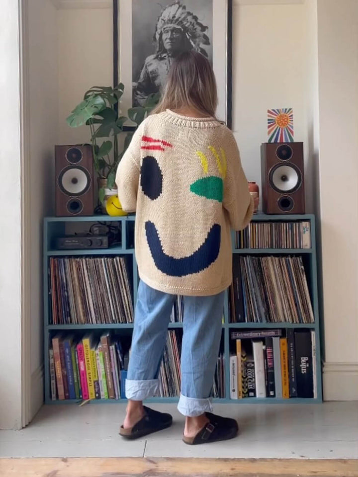 Gudrun | Dame Vinter Afslappet Pullover med Smiley-Print - Freya Kobenhavn
