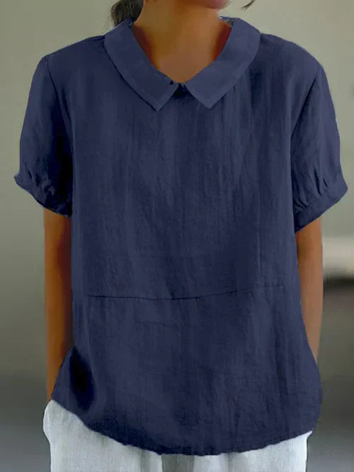 Amalie™ | Casual Bluse med Krave og Pufærmer - Freya Kobenhavn