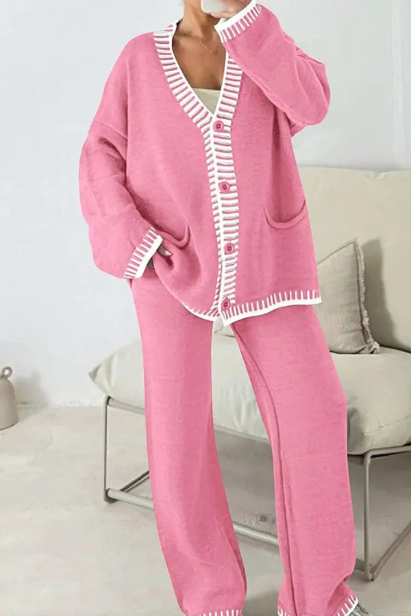 Laila | Dame Casual Strikket Cardigan Og Bukser Sæt - Freya Kobenhavn