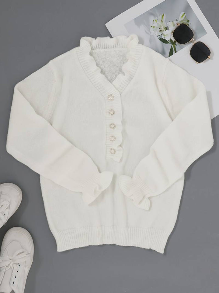 Jenny | Flæse Sweater med Dekorative Knapper til Damer