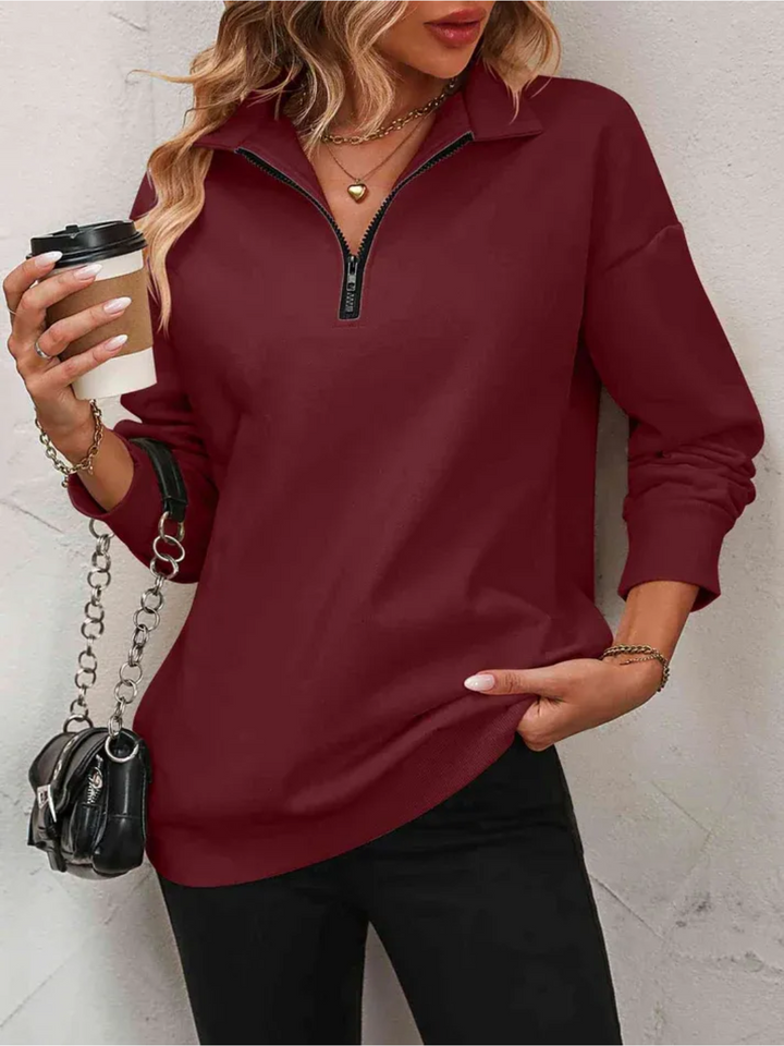 Sofie™ | Sweatshirt med lynlås og hængende skulder til kvinder - Freya Kobenhavn