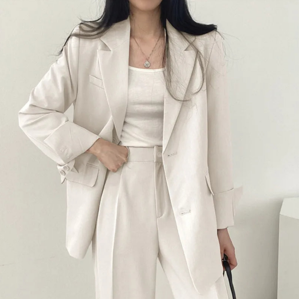 Janina | Dame Lyserød Blazer Og Bukser Sæt - Freya Kobenhavn