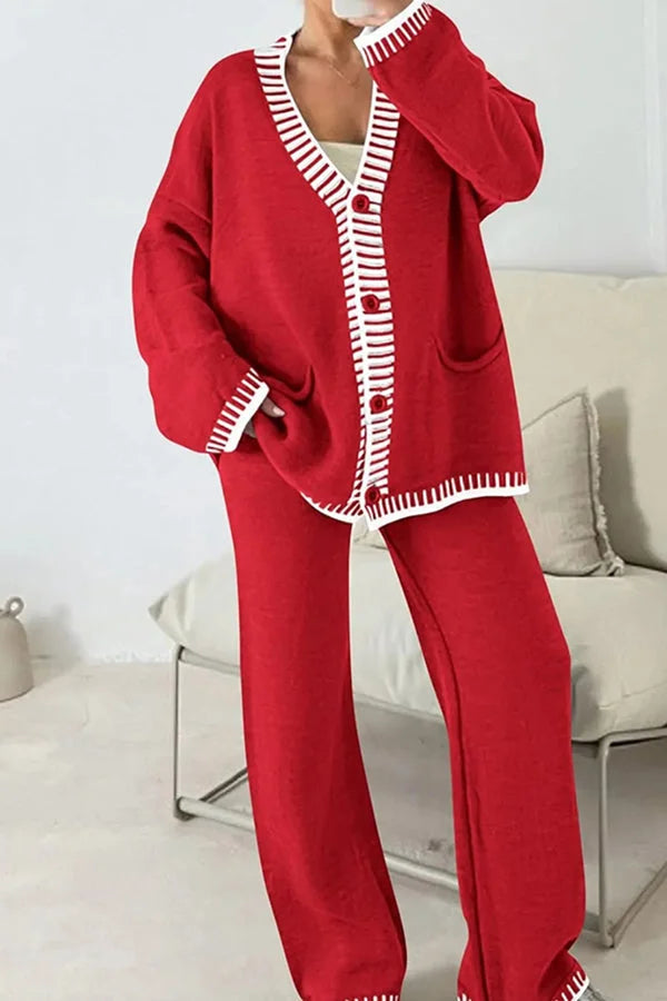 Laila | Dame Casual Strikket Cardigan Og Bukser Sæt - Freya Kobenhavn