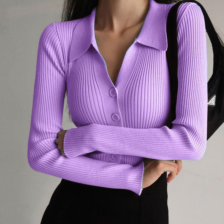 Margrethe | Vinter Dame Ribstrikket Sweater med Knap - Freya Kobenhavn