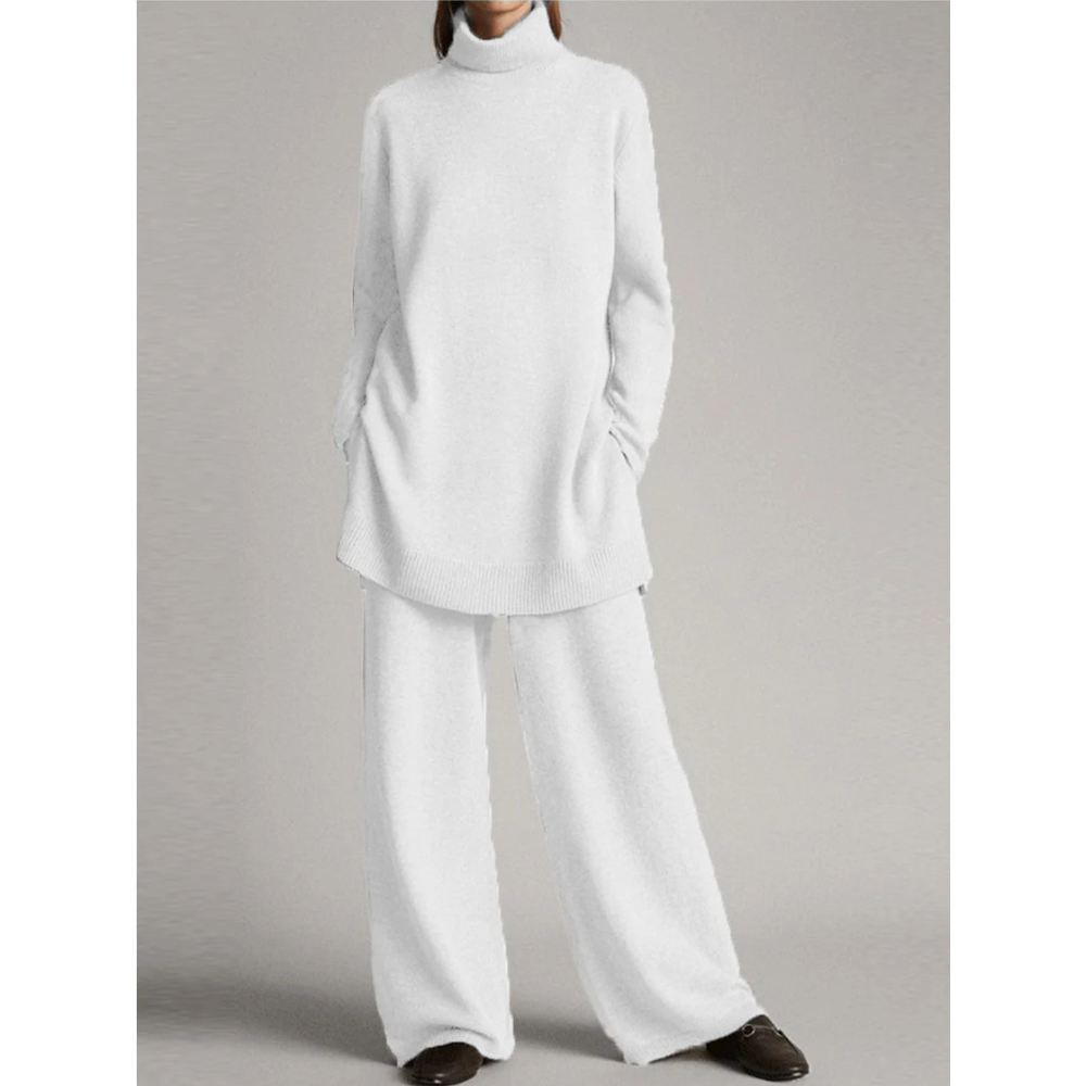 Kamma | Dame Rullekrave Sweater Og Bred-Ben Bukser Sæt - Freya Kobenhavn