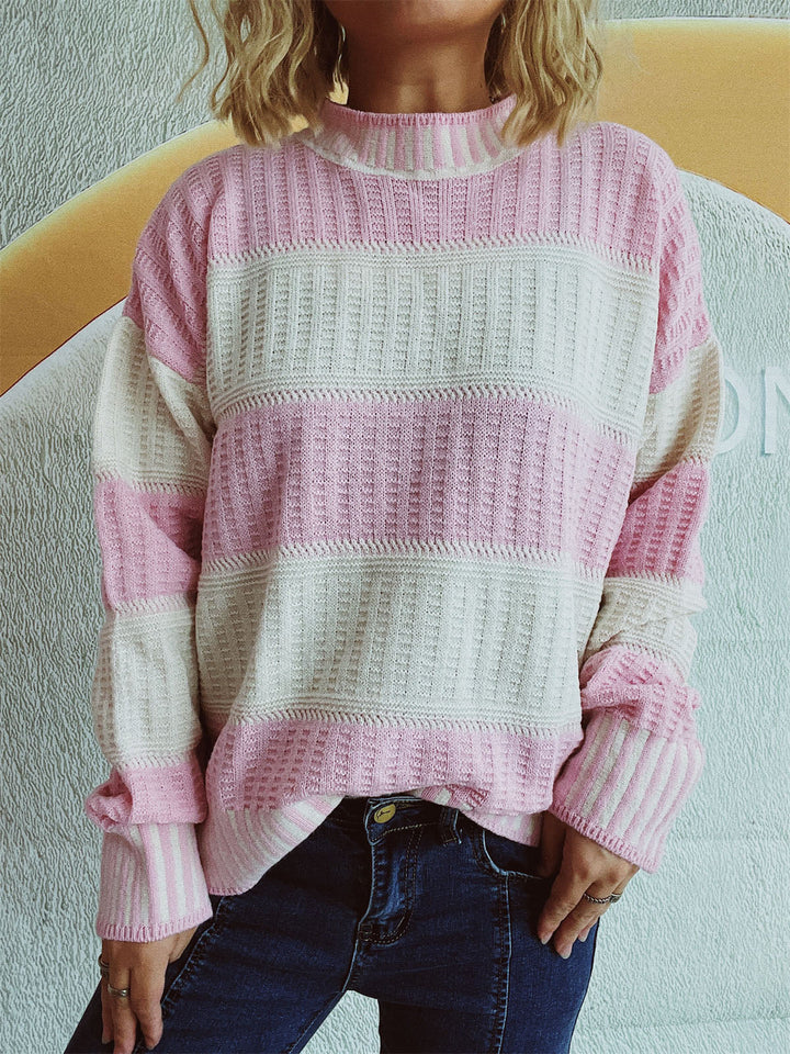 Louise | Vinter Dame Stribet Sweater med Ribdetaljer - Freya Kobenhavn