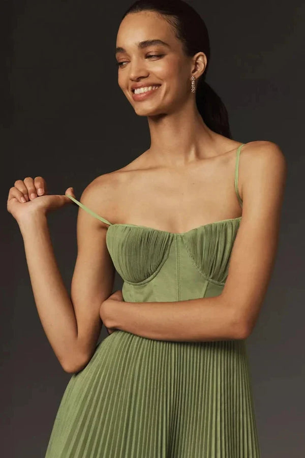 Ditte | Bustier plisseret tyl fit & flare midikjole - Freya Kobenhavn