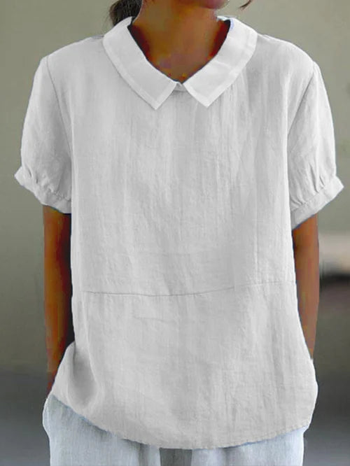 Amalie™ | Casual Bluse med Krave og Pufærmer - Freya Kobenhavn