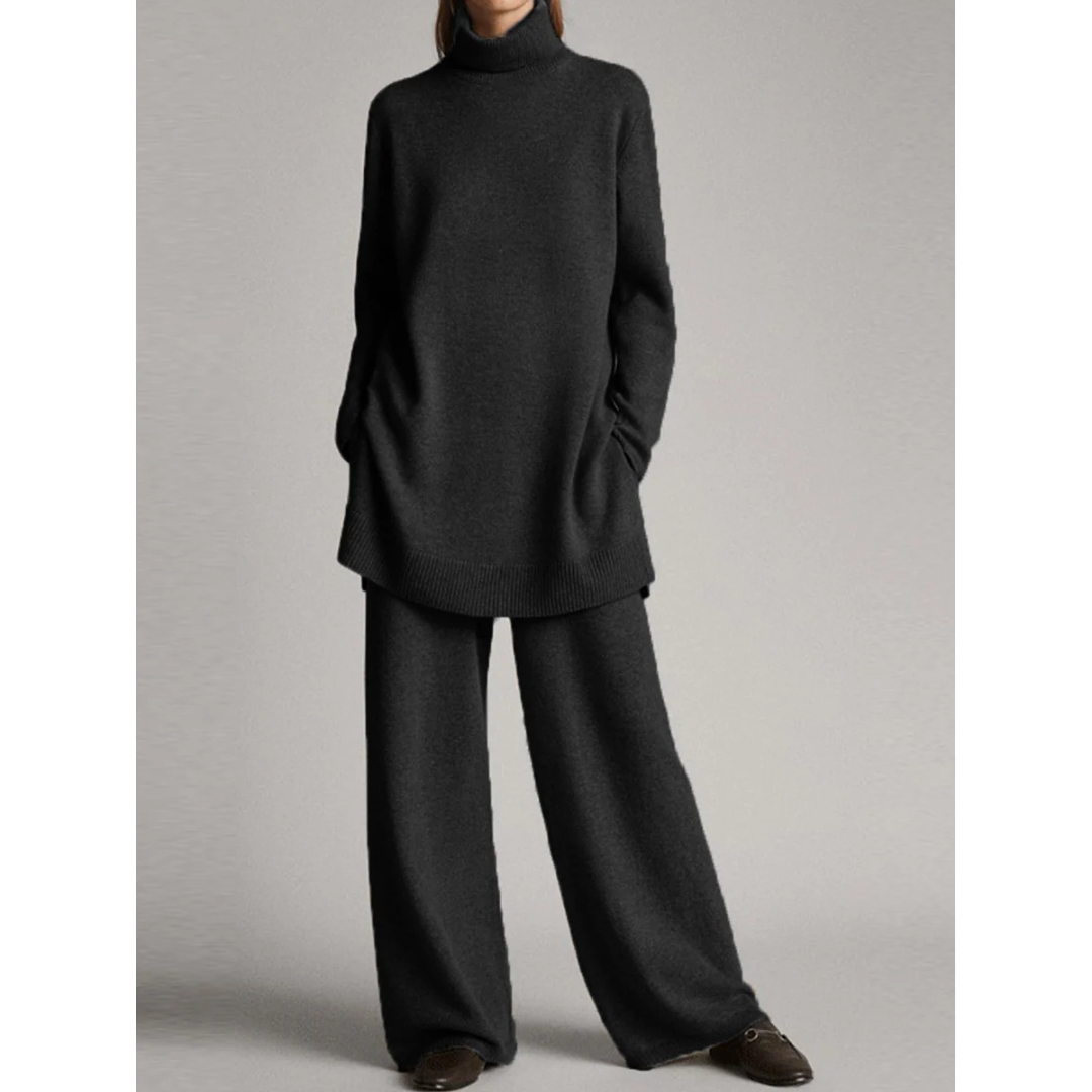 Kamma | Dame Rullekrave Sweater Og Bred-Ben Bukser Sæt - Freya Kobenhavn