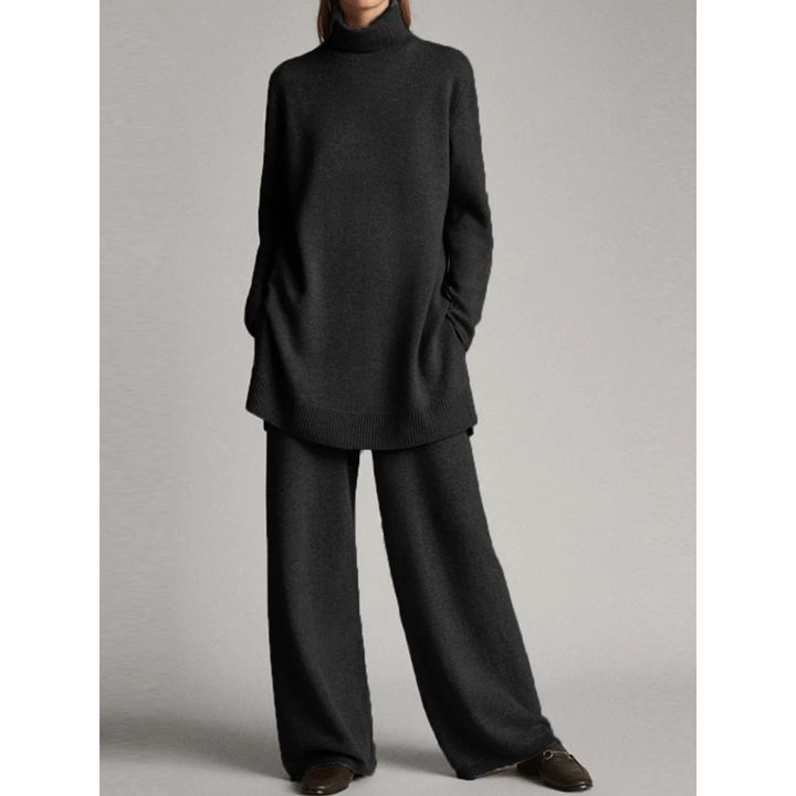 Kamma | Dame Rullekrave Sweater Og Bred-Ben Bukser Sæt - Freya Kobenhavn