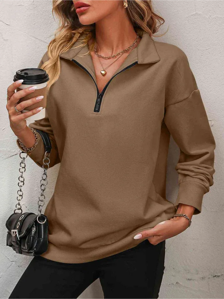 Sofie™ | Sweatshirt med lynlås og hængende skulder til kvinder - Freya Kobenhavn