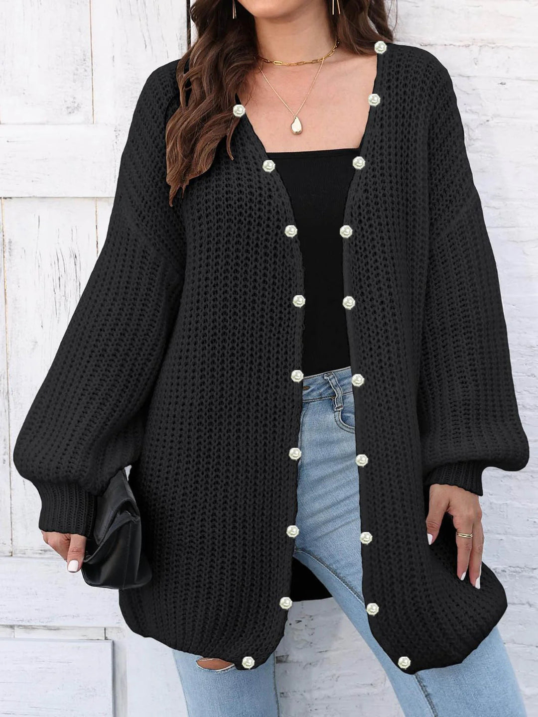 Karen | Elegant Dame Cardigan med Perleknapper - Freya Kobenhavn