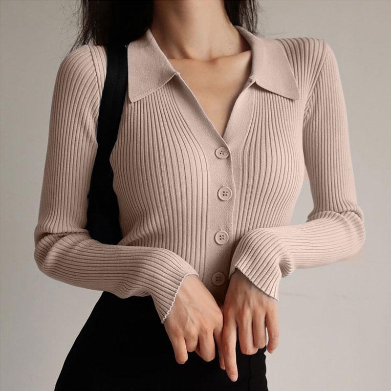 Margrethe | Vinter Dame Ribstrikket Sweater med Knap - Freya Kobenhavn