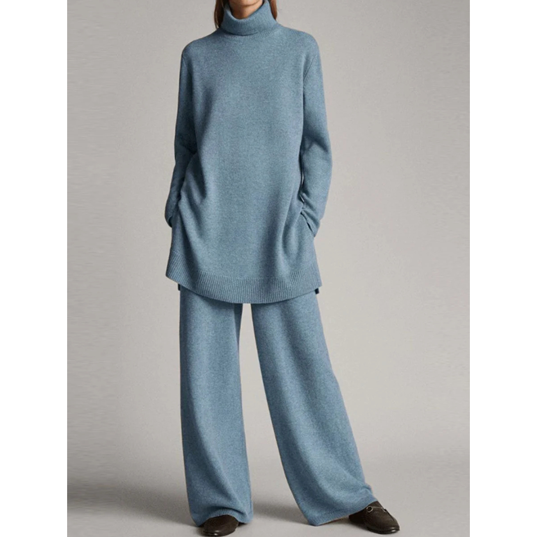 Kamma | Dame Rullekrave Sweater Og Bred-Ben Bukser Sæt - Freya Kobenhavn