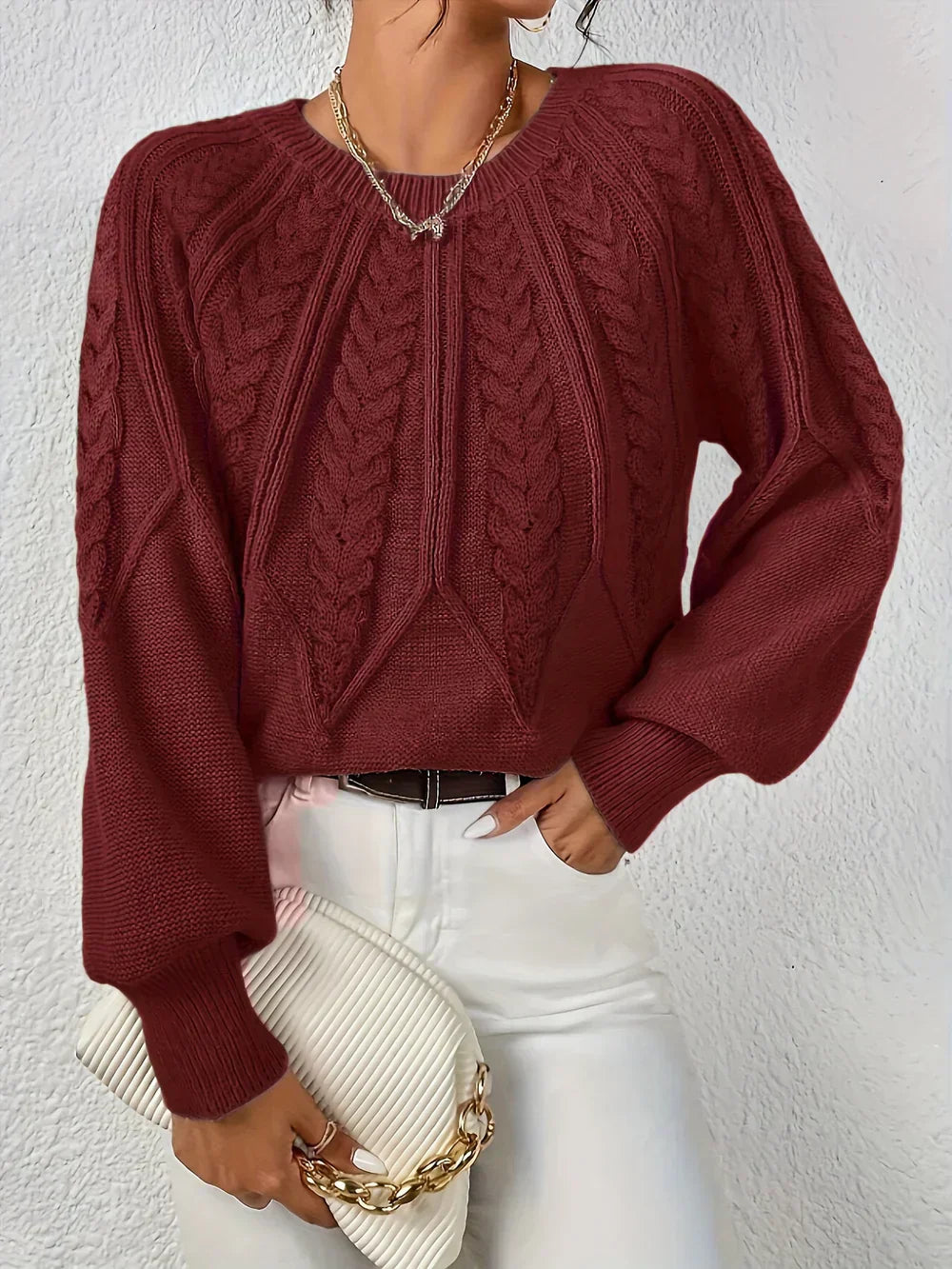 Emilie™ | Casual Elegant Kabelstrik Sweater - Freya Kobenhavn