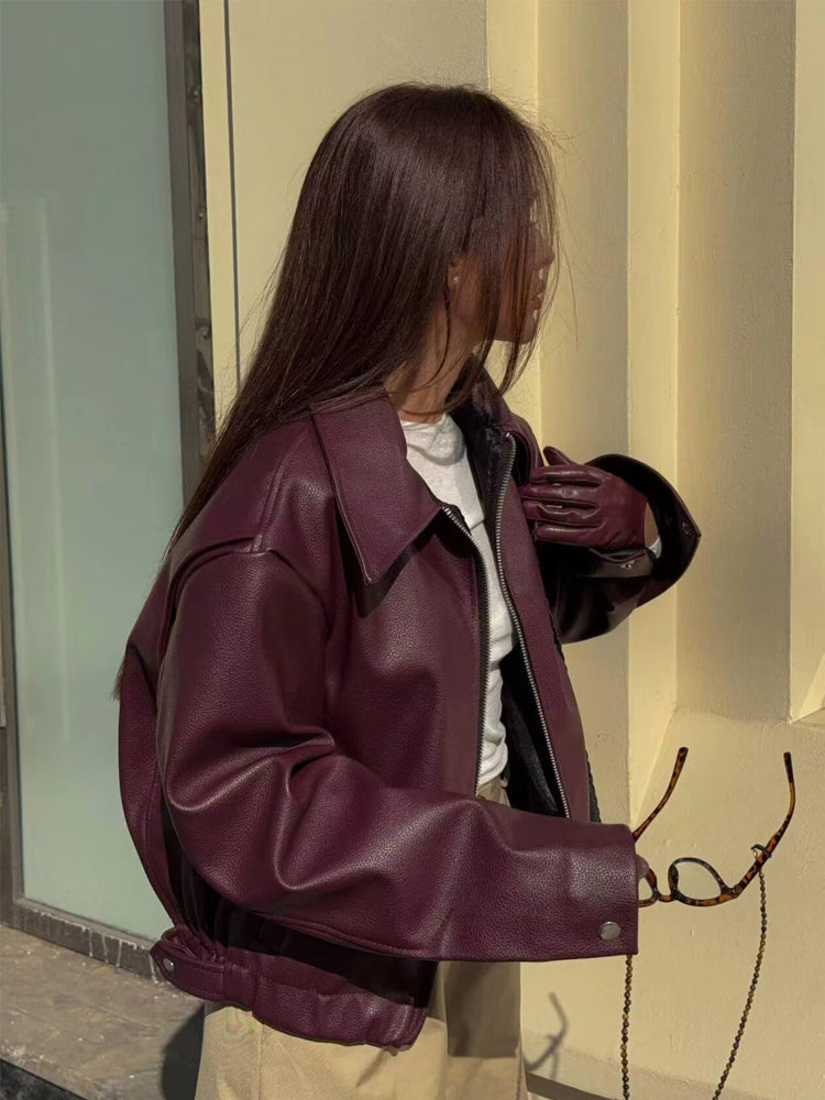 Runa | Vinter Dame Lynlås Jakke i Kunstlæder - Freya Kobenhavn