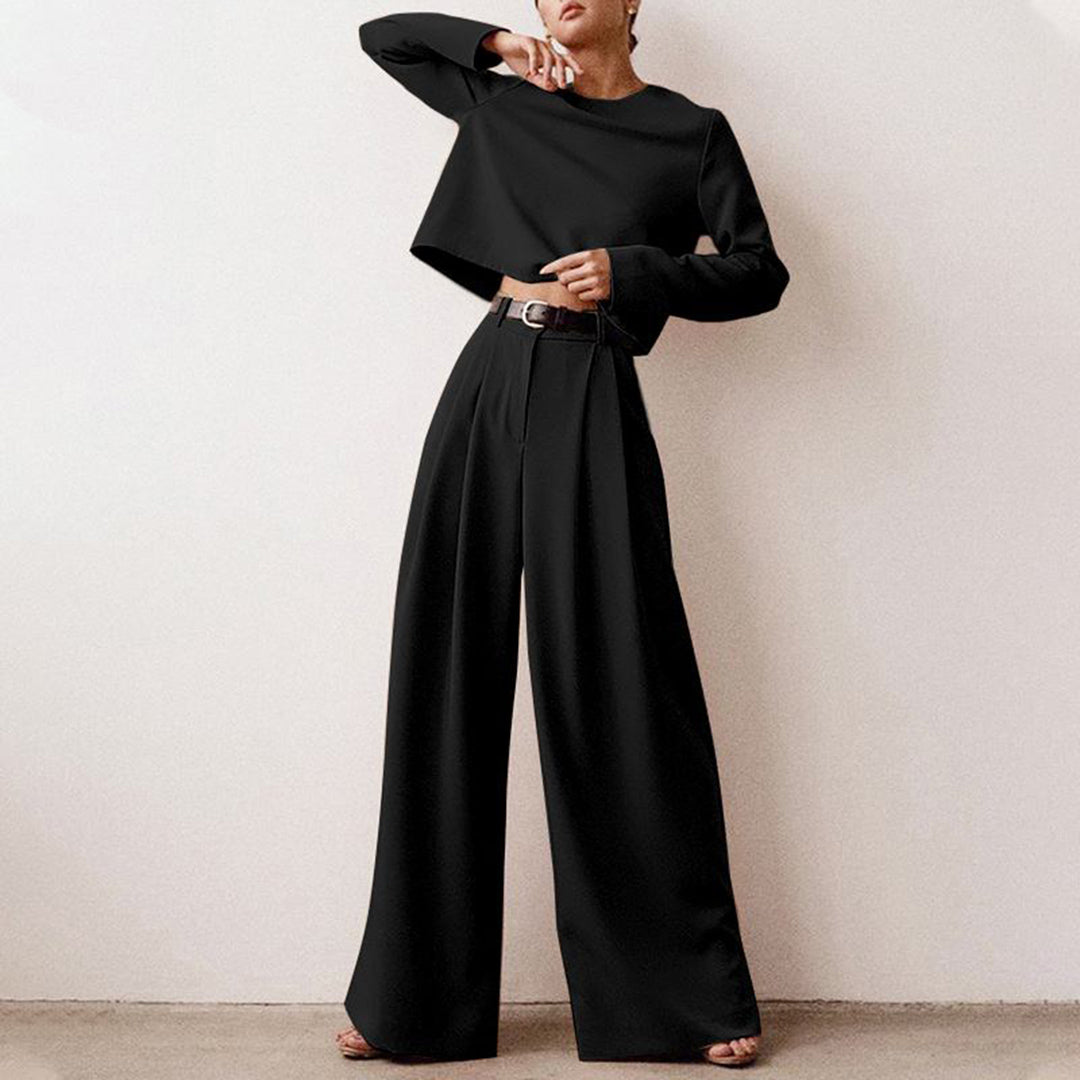 Isolde | Dame Sort Crop Top Og Bukser Sæt - Freya Kobenhavn