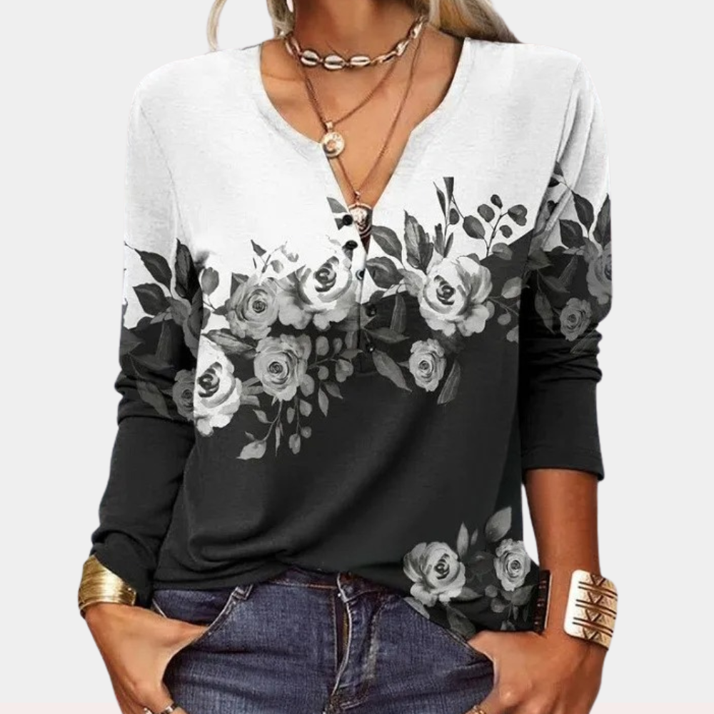 Yvonne | Stilfuld og afslappet top med print - Freya Kobenhavn