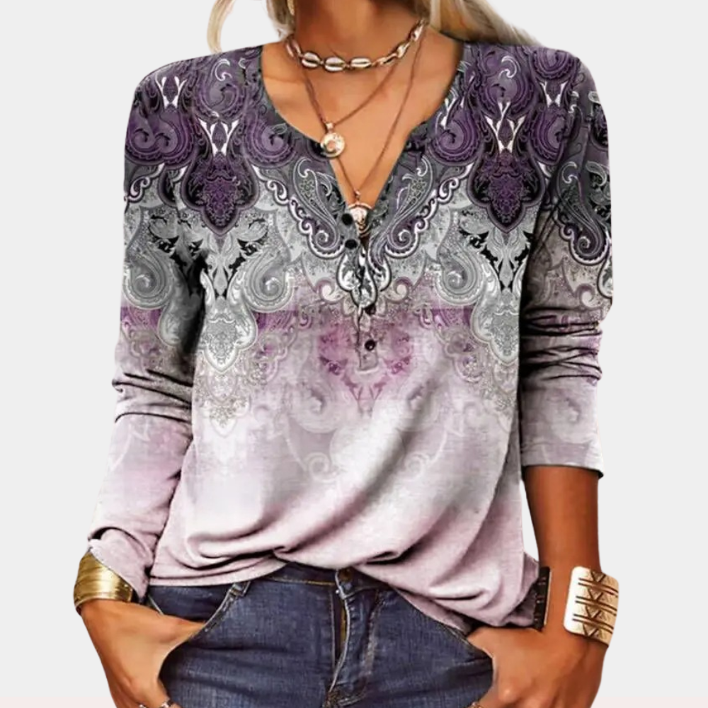 Yvonne | Stilfuld og afslappet top med print - Freya Kobenhavn