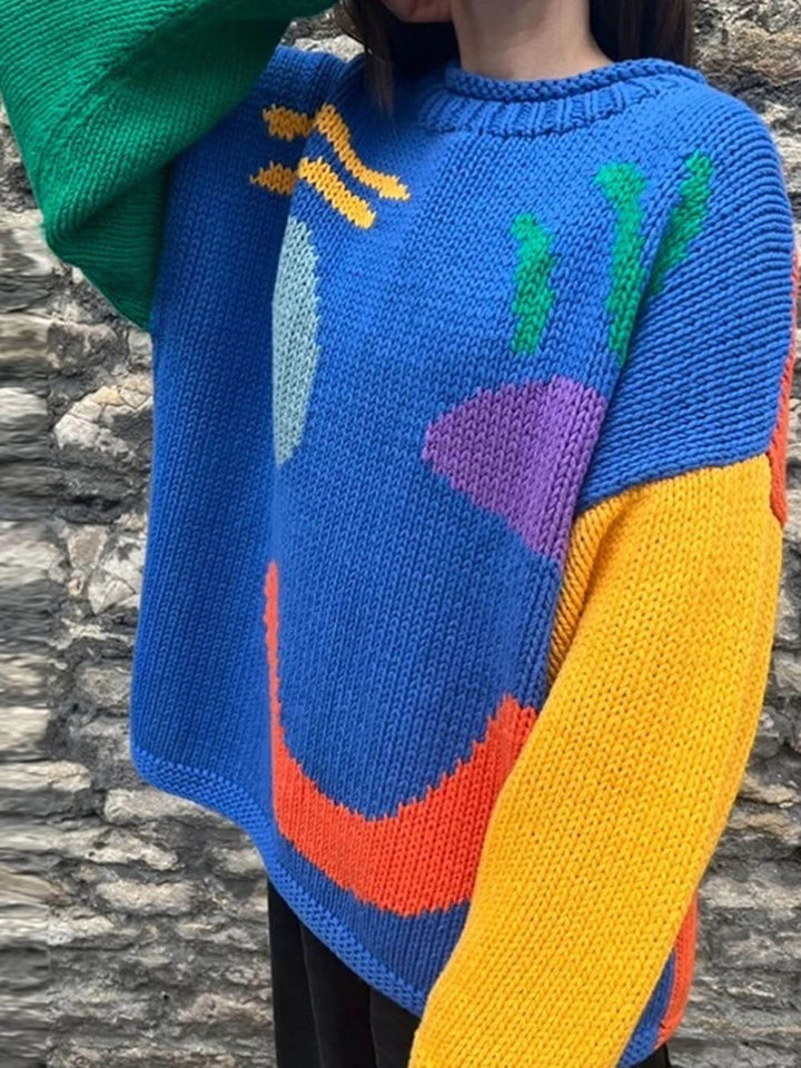 Gudrun | Dame Vinter Afslappet Pullover med Smiley-Print - Freya Kobenhavn