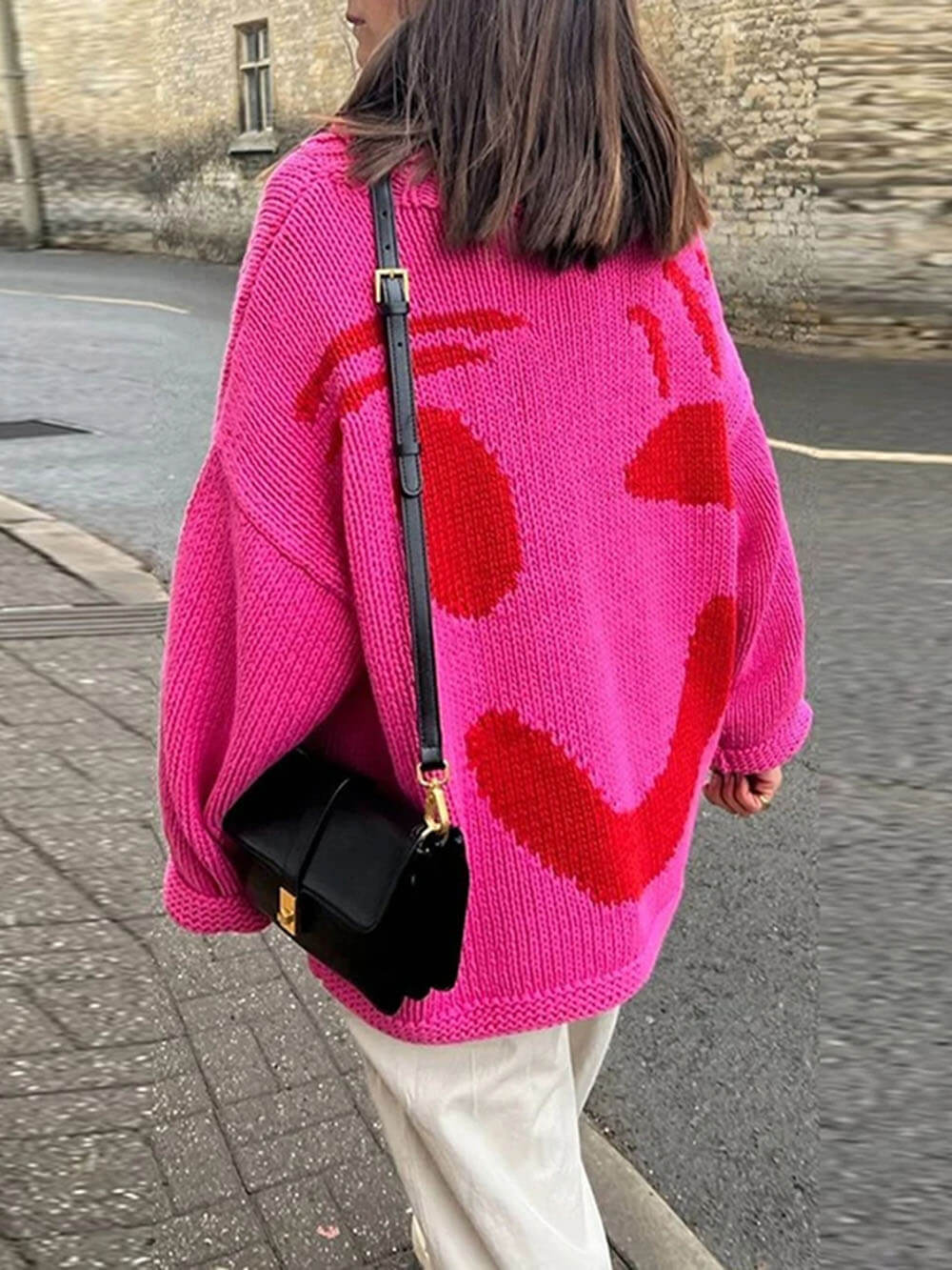 Gudrun | Dame Vinter Afslappet Pullover med Smiley-Print - Freya Kobenhavn
