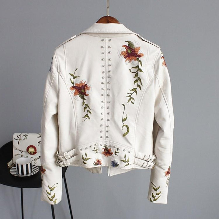 Serina | Stilfuld Blomstret Bikerjakke