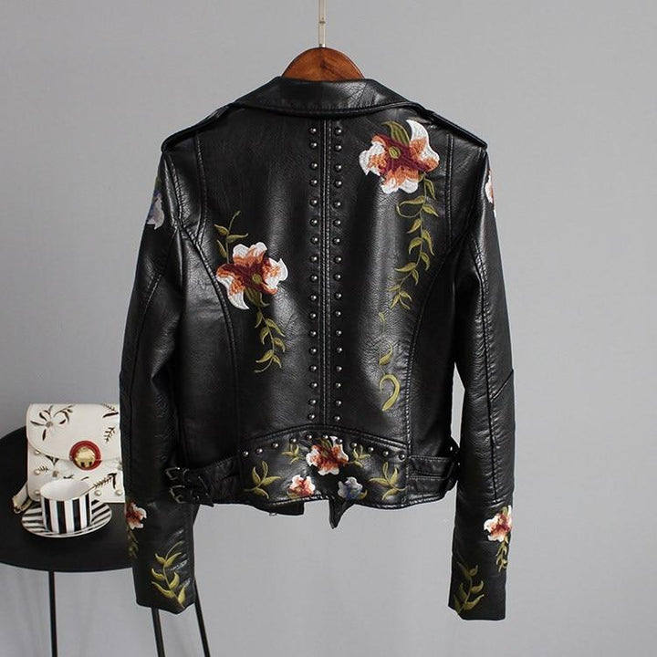 Serina | Stilfuld Blomstret Bikerjakke