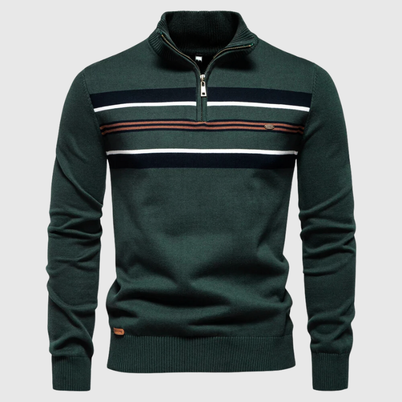 Matthias | Herre Pullover med Lynlås og Striber - Freya Kobenhavn