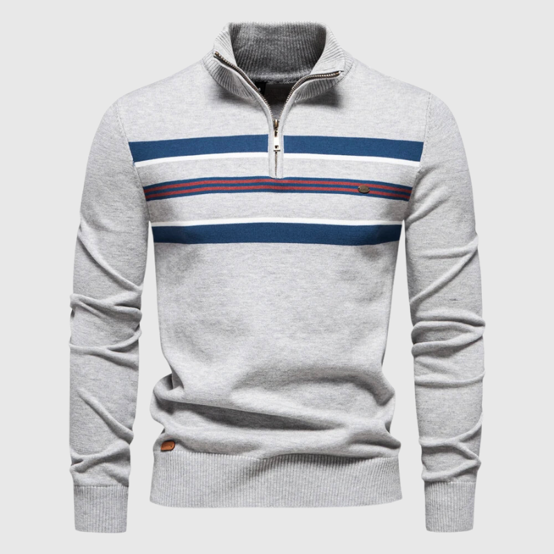 Matthias | Herre Pullover med Lynlås og Striber - Freya Kobenhavn