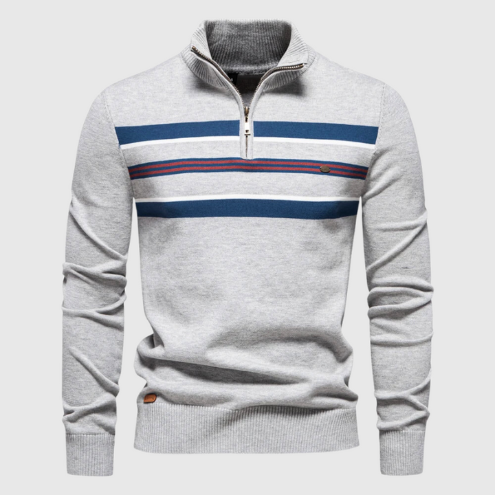 Matthias | Herre Pullover med Lynlås og Striber - Freya Kobenhavn